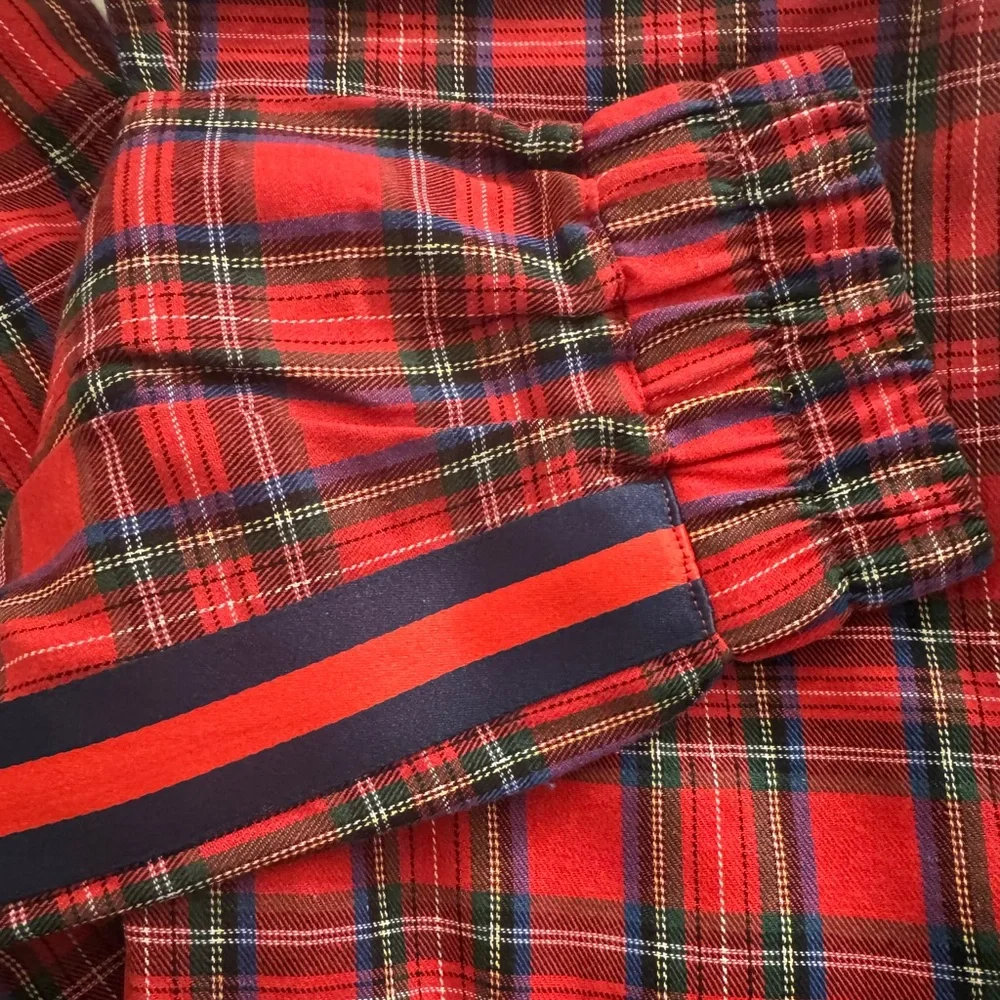 Social Republic Red Plaid Jogger Pants Side Stripe Drawstring